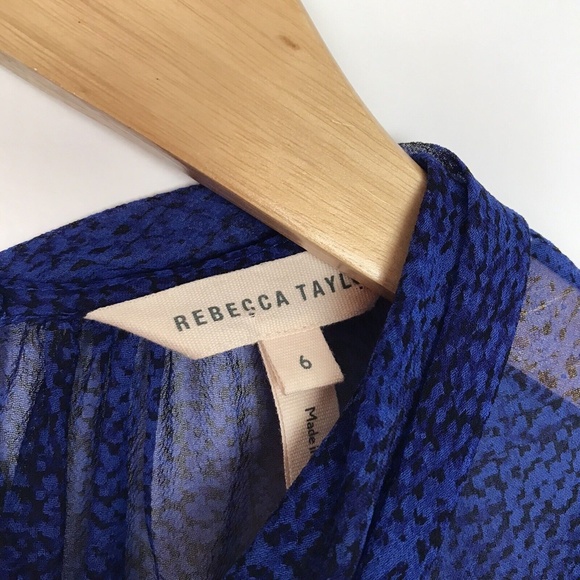 Rebecca Taylor Womens Silk Sleeveless Blouse Top Size 6 Blue Twist Tie Neck Line - Picture 5 of 6